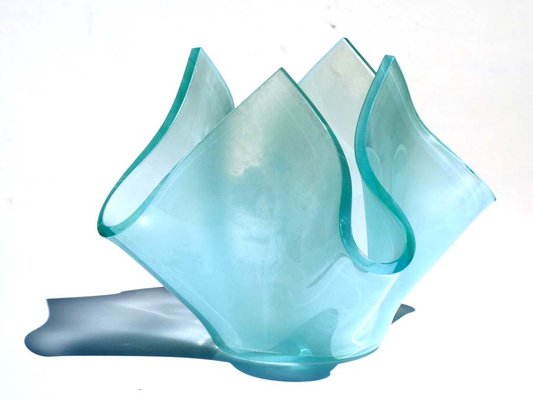 Aquamarine Acid Crystal Vase from Fontana Arte, 1950s-KGD-255594