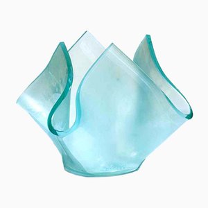 Aquamarine Acid Crystal Vase from Fontana Arte, 1950s-KGD-255594