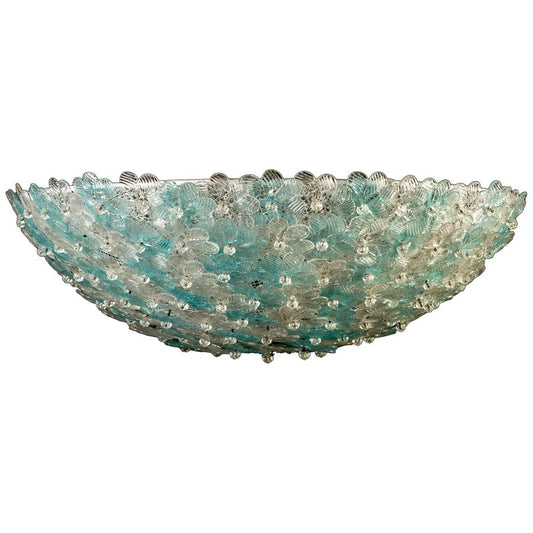 Aquamarine and Ice Murano Glass Flowers Basket Ceiling Light from Barovier & Toso