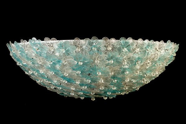 Aquamarine and Ice Murano Glass Flowers Basket Ceiling Light from Barovier & Toso-MBH-1031878