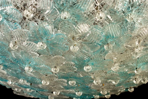 Aquamarine and Ice Murano Glass Flowers Basket Ceiling Light from Barovier & Toso-MBH-1031878