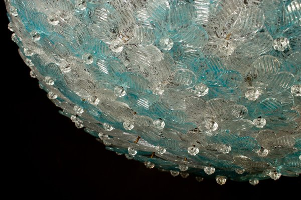 Aquamarine and Ice Murano Glass Flowers Basket Ceiling Light from Barovier & Toso-MBH-1031878