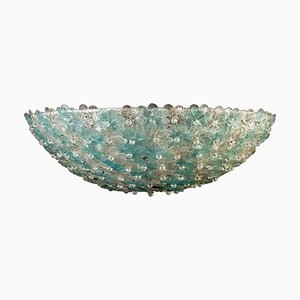 Aquamarine and Ice Murano Glass Flowers Basket Ceiling Light from Barovier & Toso-MBH-1031878