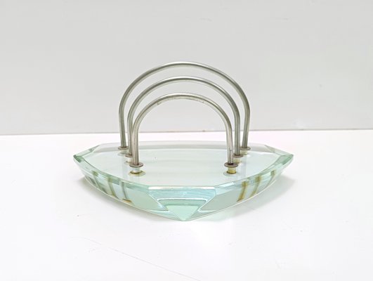 Aquamarine Glass Letter Holder attributed to Fontana Arte, Italy, 1950s-JPQ-2021404