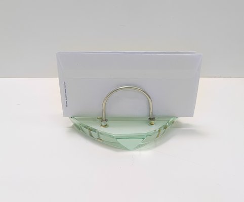 Aquamarine Glass Letter Holder attributed to Fontana Arte, Italy, 1950s-JPQ-2021404