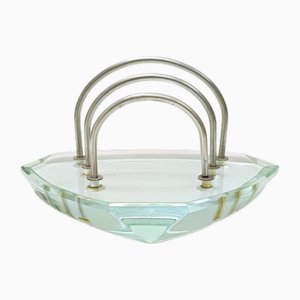 Aquamarine Glass Letter Holder attributed to Fontana Arte, Italy, 1950s-JPQ-2021404