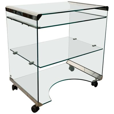 Aquamarine Glass Table and Bar Cart by Gallotti & Radice, Italy, 1970s-JDR-1126247