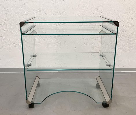 Aquamarine Glass Table and Bar Cart by Gallotti & Radice, Italy, 1970s-JDR-1126247