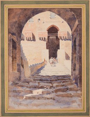 Arabic Scene, 20th-Century, Watercolour on Paper, Framed-AOI-1106714