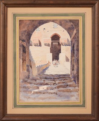 Arabic Scene, 20th-Century, Watercolour on Paper, Framed-AOI-1106714