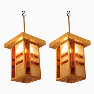 Arabic Style Gilt Brass Pendant Lights, 1960s, Set of 2-CEJ-488262