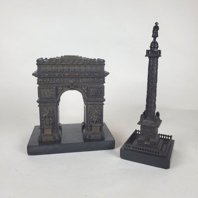 Arc de Triomphe et Colonne Vendôme, Bronze, 19th Century, Set of 2-SYQ-1738561