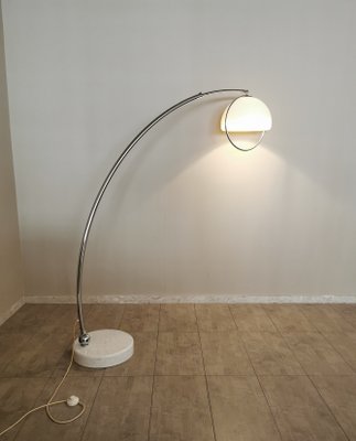 Arc Floor Lamp in Chromed Metal, Acrylic Glass and White Marble by Goffredo Reggiani, Italy, 1960s-ZST-941146