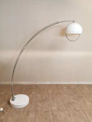 Arc Floor Lamp in Chromed Metal, Acrylic Glass and White Marble by Goffredo Reggiani, Italy, 1960s-ZST-941146