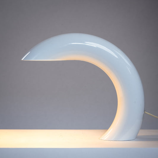 Arc Shaped White Aluminium Table Lamp by Georges Frydman, 1960s