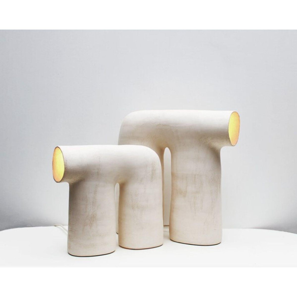 Arche #4 White Stoneware Lamp by Elisa Uberti