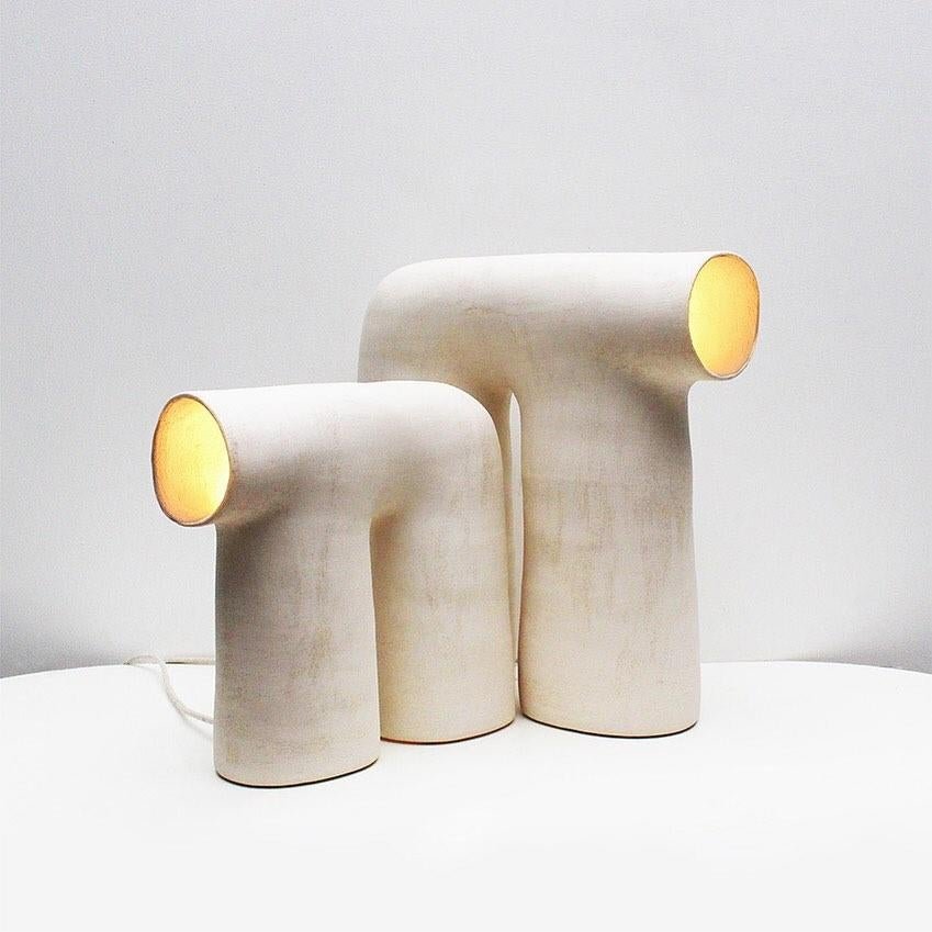 Arche #4 White Stoneware Lamp by Elisa Uberti