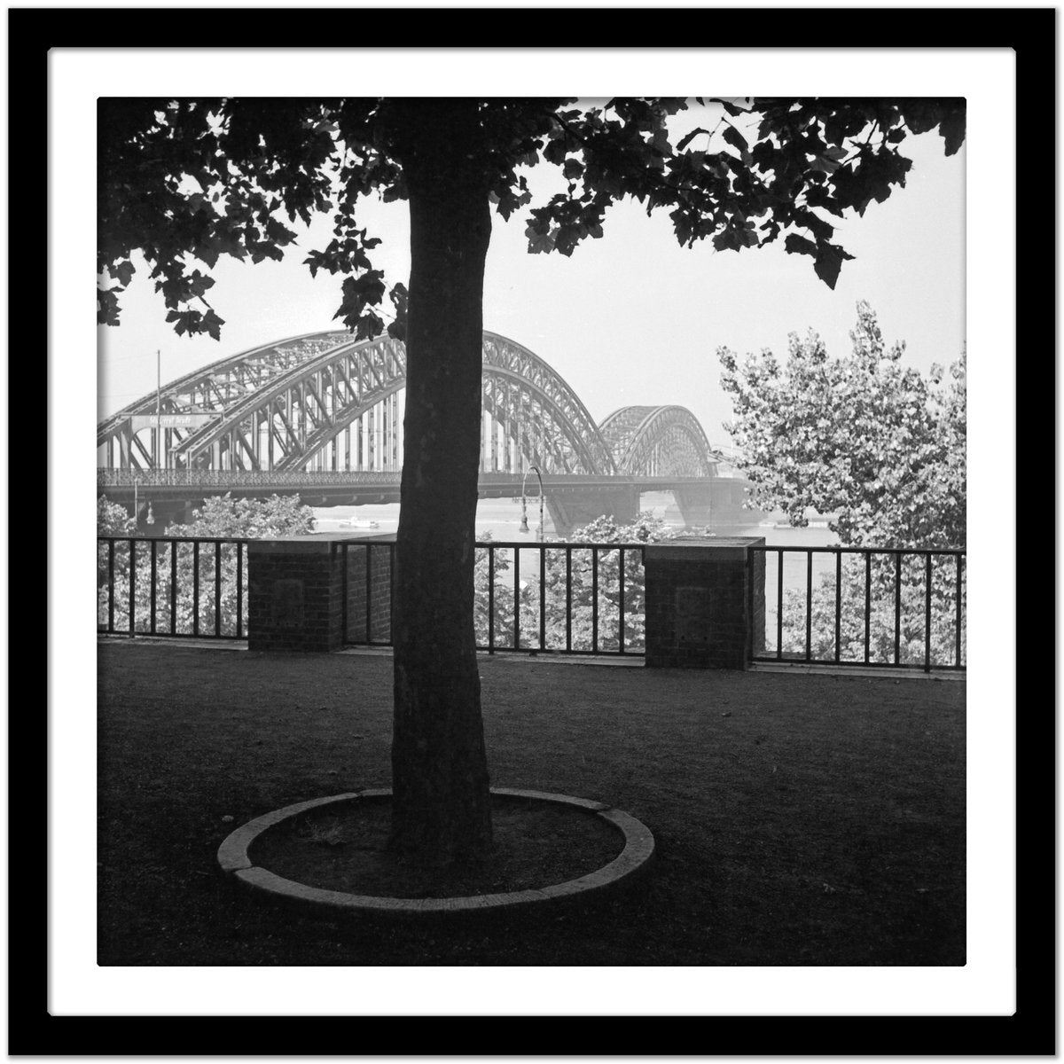 Arched Bridge Across the River Rhine at Duesseldorf, Germany 1937