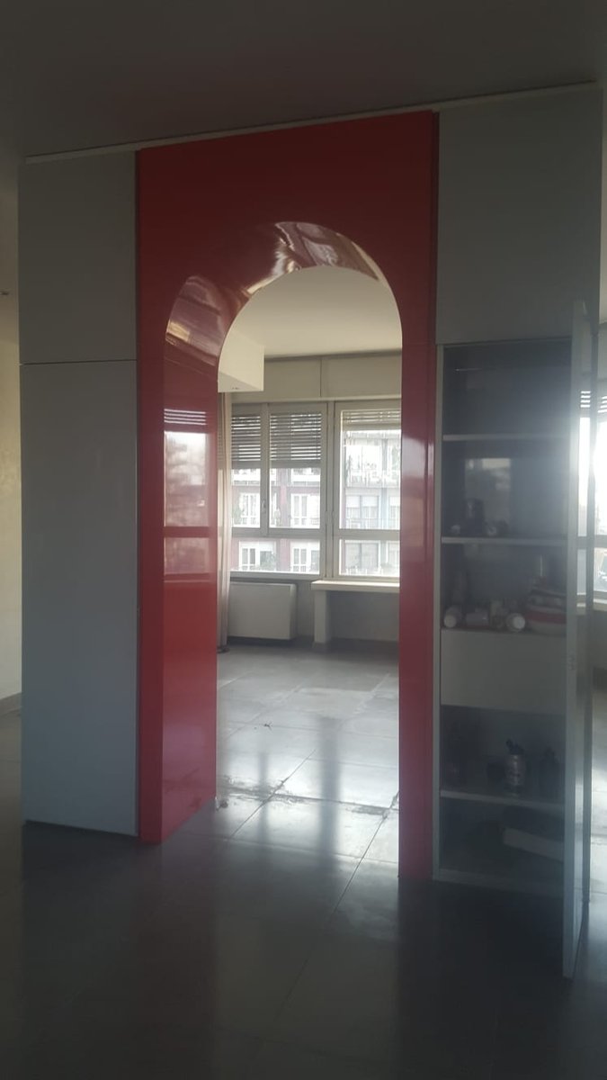 Arched Wardrobes in Red and White Lacquer by Ambrogio Tresoldi and Alberto Salvati, 1970s