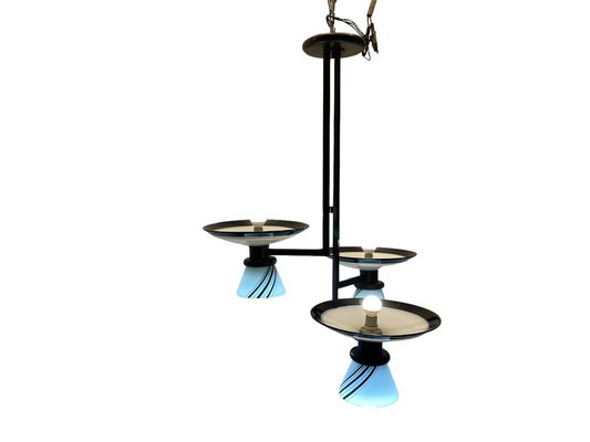 Architectural Black and White Pendant Light, 1980s-JJC-1740481