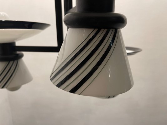 Architectural Black and White Pendant Light, 1980s-JJC-1740481