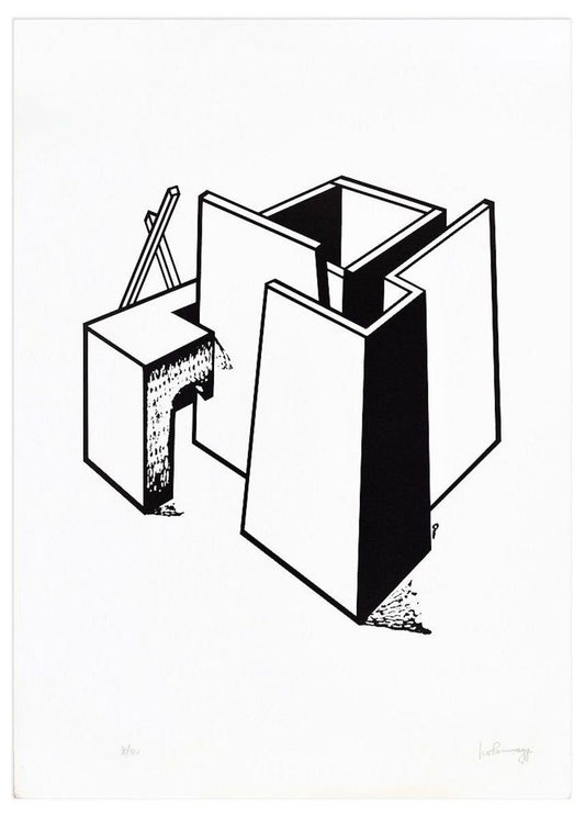 Architectural Construction - Original Lithograph by Ivo Pannaggi - 1975 ca. 1975 ca.