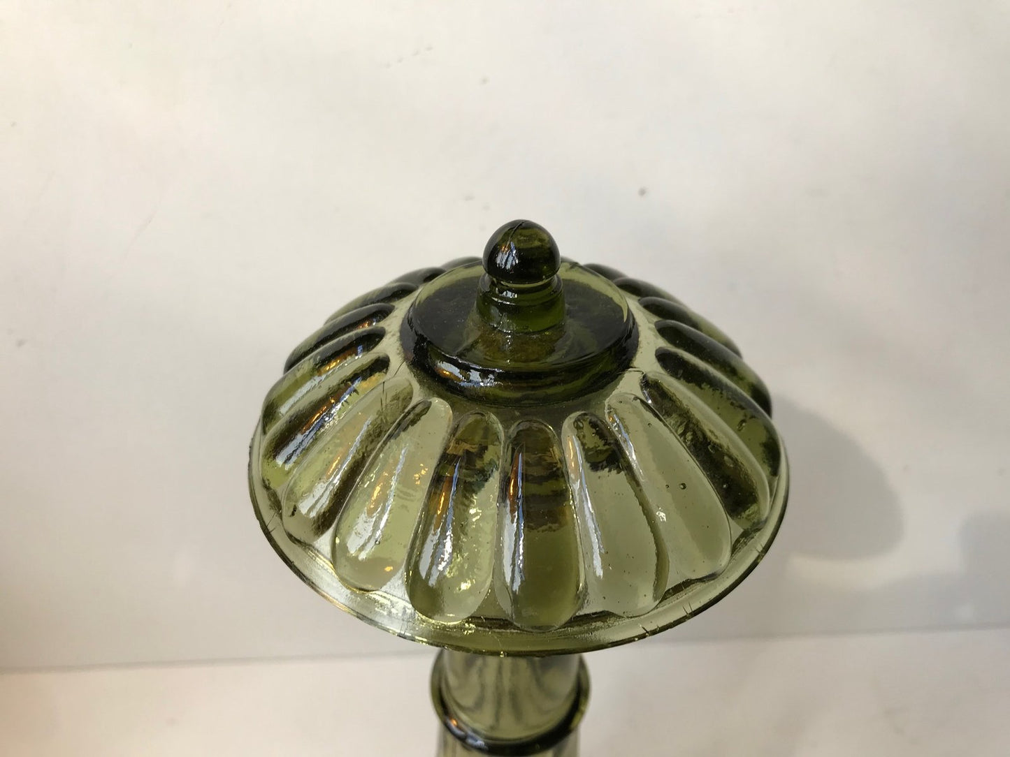 Architectural Olive Green Glass Decanter from Empoli, 1970s