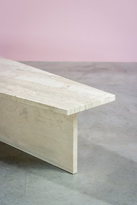 Architectural Trapezoid Travertine Coffee Table, 1970s-YI-1131610