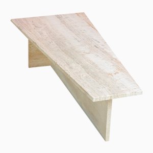 Architectural Trapezoid Travertine Coffee Table, 1970s-YI-1131610