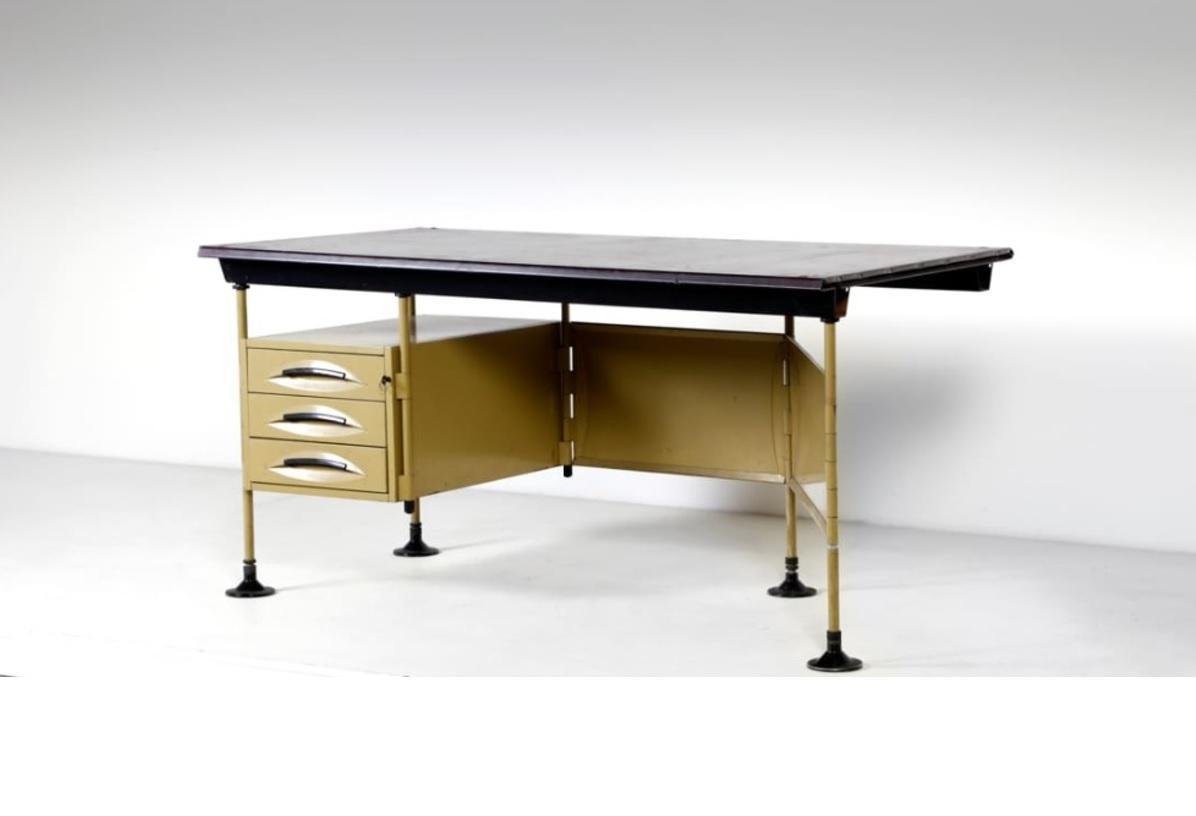 Arco Office Desk with Drawers in Metal by BBPR for Olivetti, 1962