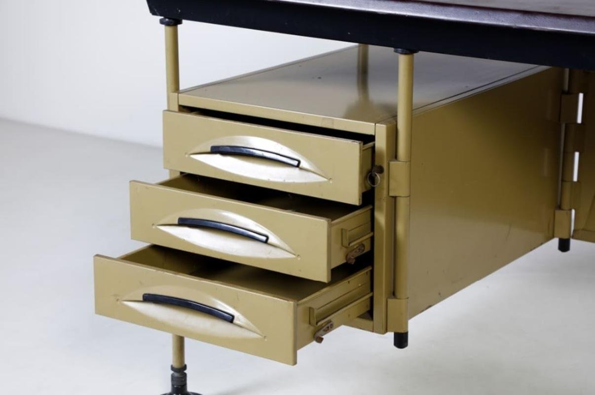 Arco Office Desk with Drawers in Metal by BBPR for Olivetti, 1962