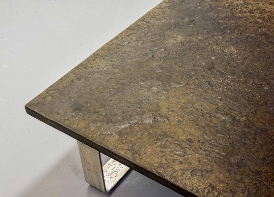 Ardesia Collection Brutalist Square Slate Stone Coffee Table in the style of Pia Manu-IXC-789528