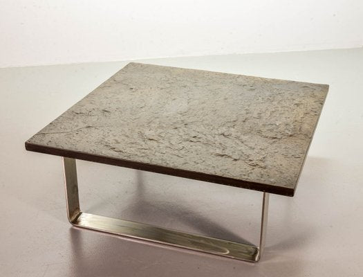 Ardesia Collection Brutalist Square Slate Stone Coffee Table in the style of Pia Manu-IXC-789528