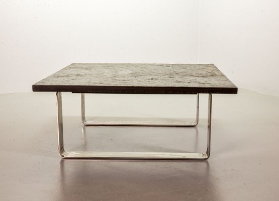 Ardesia Collection Brutalist Square Slate Stone Coffee Table in the style of Pia Manu-IXC-789528