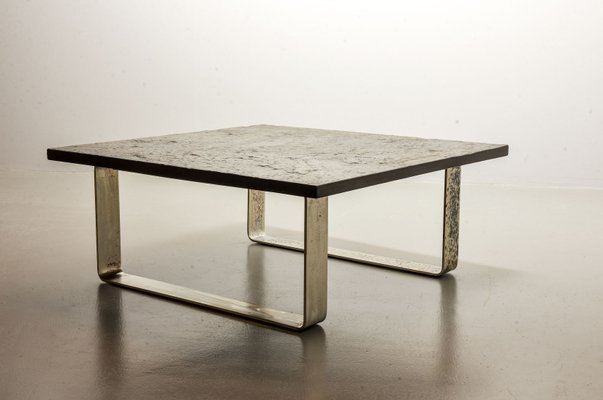 Ardesia Collection Brutalist Square Slate Stone Coffee Table in the style of Pia Manu-IXC-789528