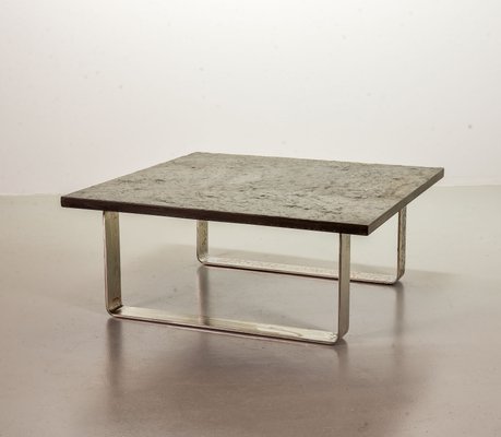 Ardesia Collection Brutalist Square Slate Stone Coffee Table in the style of Pia Manu-IXC-789528