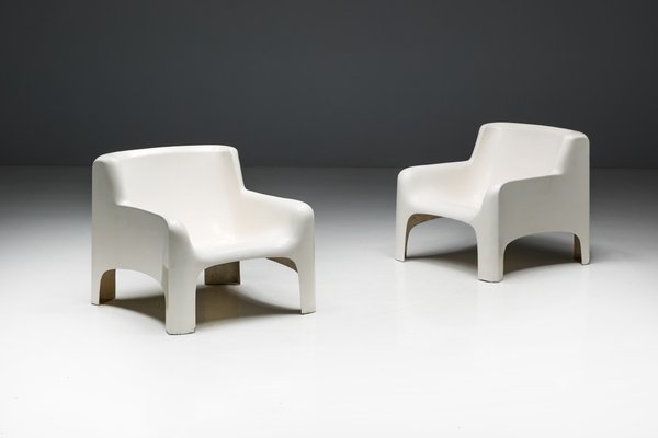 Arflex Solar Lounge Chairs in Fiberglass by Carlo Bartali, Italy, 1960s-GW-2032153