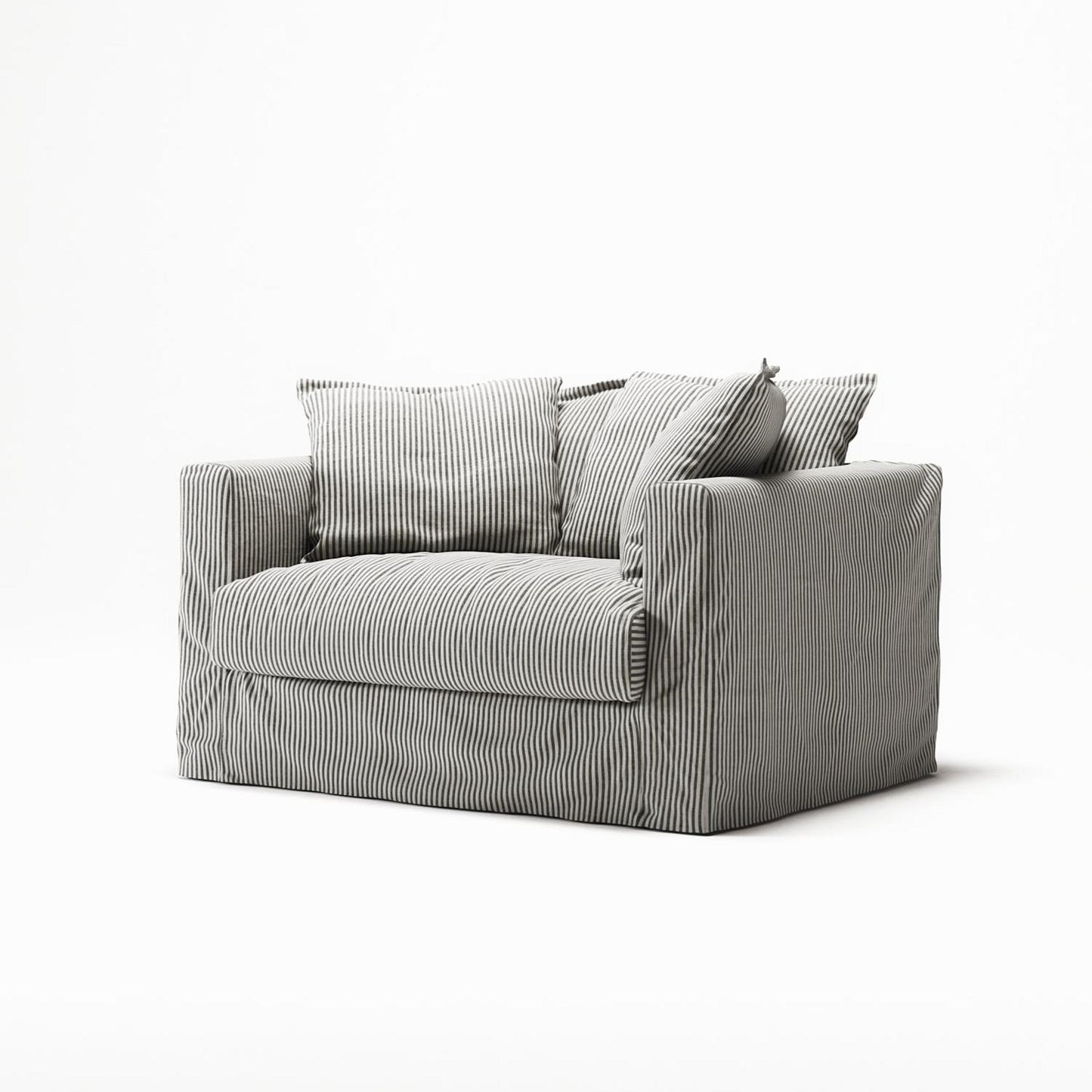 Decotique Le Grand Air Loveseat Armchair Ash Stripe/Linen