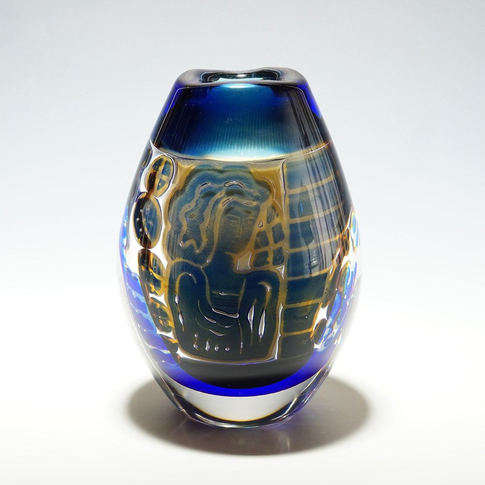 Ariel Gondoliere Vase attributed to Edvin Oehstroem for Orrefors, Sweden, 1962