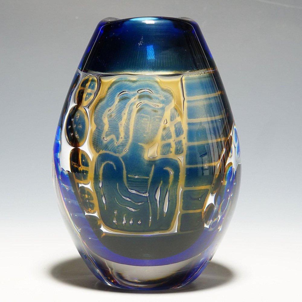 Ariel Gondoliere Vase attributed to Edvin Oehstroem for Orrefors, Sweden, 1962