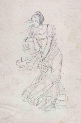 Aristodemo Costoli, Young Lady, Original Drawing, Mid-19th-Century-ZCI-1197247