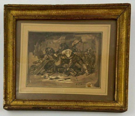 Armand Guilleminot, Battle Scene, 1899, Drawing, Framed-QKG-1330377