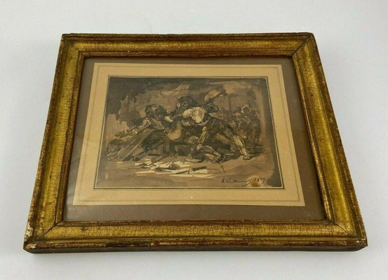 Armand Guilleminot, Battle Scene, 1899, Drawing, Framed-QKG-1330377