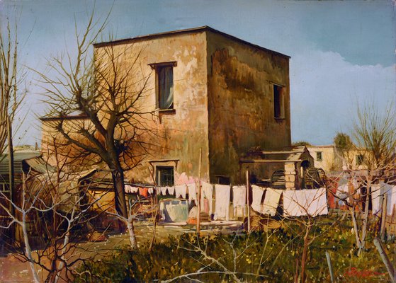 Armando Romano, Countryside Landscape, Oil on Canvas, Framed-VHF-1758357