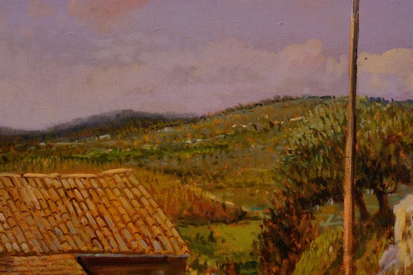 Armando Romano, Countryside Landscape, Oil on Canvas, Framed-VHF-1150566