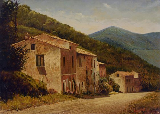 Armando Romano, Countryside Landscape, Oil on Canvas, Framed-VHF-1150565