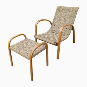 Armchair and Footrest with Rope Seats, Set of 2-RAQ-1702951