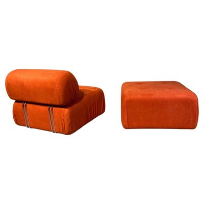 Armchair and Footstool, 1970s, Set of 2-PQP-1398010