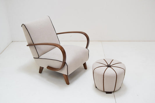 Armchair and Ottoman by Jindrich Halabala, 1950s, Set of 2