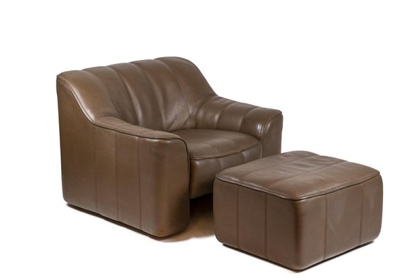 Armchair and Ottoman in Leather, 1970s-CEJ-1135415